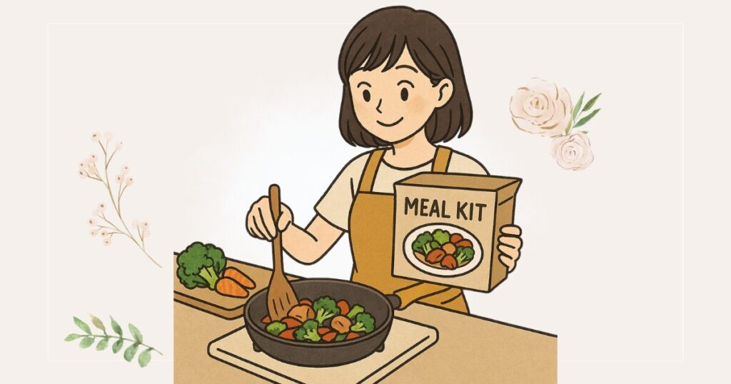 教員ママがミールキットで夕食を時短調理している様子