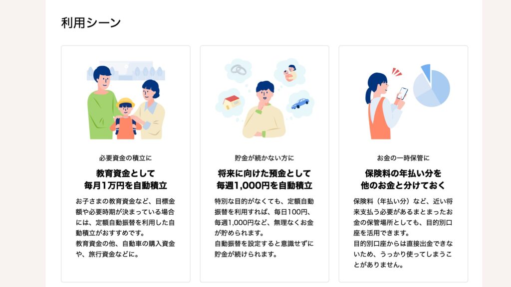 住信SBIネット銀行 目的別口座